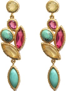 Nymph Earrings - predominant colour: gold; occasions: evening, occasion; style: drop; length: mid; size: standard; material: chain/metal; fastening: pierced; embellishment: jewels