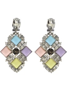 Candy Earrings - predominant colour: silver; occasions: evening, occasion; style: drop; length: mid; size: standard; material: chain/metal; fastening: pierced; embellishment: crystals