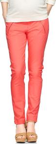 Demi Panel Skinny Mini Khakis - length: standard; pattern: plain; waist: mid/regular rise; predominant colour: coral; occasions: casual; fibres: cotton - stretch; texture group: cotton feel fabrics; fit: skinny/tight leg; pattern type: fabric; style: standard