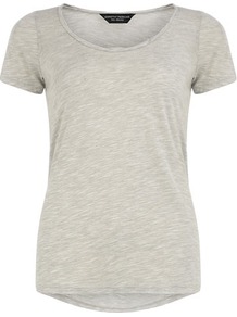 Grey Twist Neck Tee - neckline: round neck; pattern: plain; style: t-shirt; predominant colour: light grey; occasions: casual; length: standard; fibres: polyester/polyamide - mix; fit: body skimming; sleeve length: short sleeve; sleeve style: standard; pattern type: fabric; texture group: jersey - stretchy/drapey