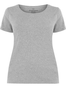 Grey Marl Cotton T Shirt - neckline: round neck; pattern: plain; style: t-shirt; predominant colour: light grey; occasions: casual, holiday; length: standard; fibres: cotton - mix; fit: straight cut; sleeve length: short sleeve; sleeve style: standard; pattern type: fabric; pattern size: standard; texture group: jersey - stretchy/drapey