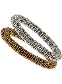 2 Pack Bead Wrap Bracelets - predominant colour: gold; occasions: casual, evening, work, occasion, holiday; style: bangle; size: standard; material: chain/metal; trends: metallics; finish: metallic; embellishment: beading