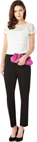Hayley Trouser - pattern: plain; waist: mid/regular rise; predominant colour: black; occasions: casual, evening, work; length: ankle length; fibres: viscose/rayon - stretch; texture group: crepes; fit: slim leg; pattern type: fabric; pattern size: standard; style: standard