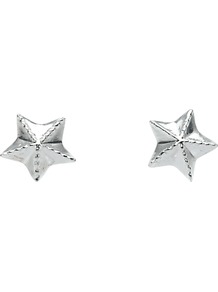 Mini Starfish Stud Earrings - predominant colour: silver; occasions: casual; style: stud; length: short; size: standard; material: chain/metal; fastening: pierced; finish: plain