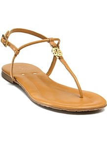 Emmy Flat Sandals - predominant colour: tan; occasions: casual, work, holiday; material: leather; heel height: flat; embellishment: buckles, chain/metal; ankle detail: ankle strap; heel: standard; toe: toe thongs; style: flip flops / toe post; finish: plain; pattern: plain