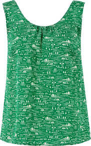 Riv425 Jade Riviera Print Top - neckline: round neck; sleeve style: sleeveless; style: vest top; predominant colour: emerald green; occasions: casual, holiday; length: standard; fibres: silk - 100%; fit: straight cut; sleeve length: sleeveless; texture group: cotton feel fabrics; pattern type: fabric; pattern size: small & busy; pattern: patterned/print