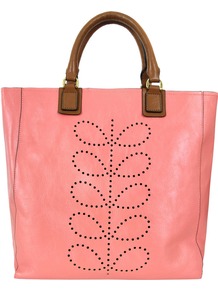 Ste067 Structured Stem Candy Bag - predominant colour: pink; occasions: casual, work, holiday; type of pattern: light; style: tote; length: handle; size: standard; material: leather; embellishment: applique; pattern: plain; trends: fluorescent; finish: plain