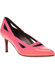 Patent Kitten Heel Pump - predominant colour: pink; occasions: evening, occasion; material: leather; heel height: mid; heel: stiletto; toe: pointed toe; style: courts; finish: patent; pattern: plain