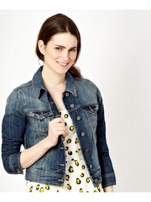 Designer Blue Denim Western Jacket - pattern: plain; style: denim; fit: slim fit; predominant colour: denim; occasions: casual; length: standard; fibres: cotton - stretch; collar: shirt collar/peter pan/zip with opening; sleeve length: 3/4 length; sleeve style: standard; texture group: denim; collar break: high; pattern type: fabric; pattern size: standard