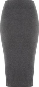 G21 Jersey Midi Tube Skirt Ash - length: calf length; pattern: plain; fit: tight; waist: mid/regular rise; predominant colour: charcoal; occasions: casual, evening, work; fibres: polyester/polyamide - mix; style: tube; texture group: jersey - clingy; pattern type: fabric; pattern size: standard