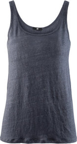 Linen Vest Top - pattern: plain; sleeve style: sleeveless; back detail: cowl/draping/scoop at back; style: vest top; predominant colour: charcoal; occasions: casual; length: standard; neckline: scoop; fibres: linen - 100%; fit: body skimming; sleeve length: sleeveless; texture group: linen; pattern type: fabric