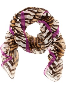 Scarf - occasions: casual, evening, work, occasion; predominant colour: multicoloured; type of pattern: standard; style: regular; size: standard; material: fabric; pattern: animal print
