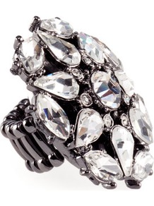 Ring - predominant colour: charcoal; occasions: evening, occasion; style: cocktail; size: large/oversized; material: chain/metal; trends: metallics; finish: metallic; embellishment: crystals
