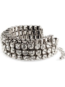 Bracelet - predominant colour: silver; occasions: evening, work, occasion; style: bangle; size: standard; material: chain/metal; trends: metallics; finish: metallic; embellishment: crystals