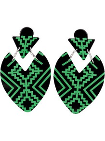 Earrings - predominant colour: black; occasions: casual, evening, work, occasion, holiday; style: drop; length: mid; size: large/oversized; material: plastic/rubber; fastening: pierced; trends: fluorescent, modern geometrics; finish: fluorescent