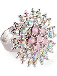 Ring - predominant colour: silver; occasions: casual, evening, work, occasion, holiday; style: cocktail; size: large/oversized; material: chain/metal; trends: metallics; finish: metallic; embellishment: crystals