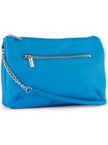 Shoulder Bag - predominant colour: diva blue; occasions: casual, evening, work, occasion, holiday; type of pattern: standard; style: shoulder; length: shoulder (tucks under arm); size: standard; material: faux leather; pattern: plain; trends: fluorescent; finish: plain