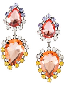 Earrings - predominant colour: true red; occasions: evening, occasion; style: drop; length: long; size: large/oversized; material: chain/metal; fastening: pierced; finish: metallic; embellishment: crystals