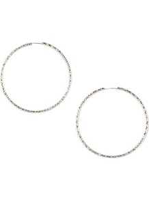 Earrings - predominant colour: silver; occasions: casual, evening, work, occasion; style: hoop; length: mid; size: standard; material: chain/metal; fastening: pierced; finish: plain; embellishment: chain/metal