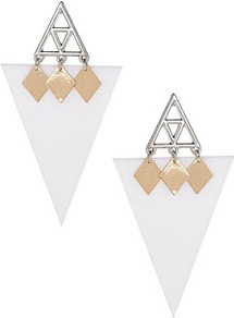 Triangle Shard Stud Earrings - predominant colour: white; occasions: evening, work, occasion, holiday; style: drop; length: long; size: standard; material: plastic/rubber; fastening: pierced; trends: modern geometrics; finish: plain; embellishment: chain/metal