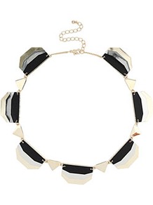 Metal Layered Collar - predominant colour: black; occasions: evening, work, occasion; style: choker/collar; length: short; size: standard; material: chain/metal; trends: metallics; finish: metallic