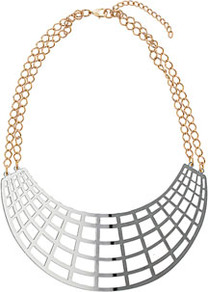 Grid Necklace - predominant colour: silver; occasions: evening, work, occasion, holiday; style: choker/collar; length: short; size: large/oversized; material: chain/metal; trends: metallics, modern geometrics; finish: metallic; embellishment: chain/metal