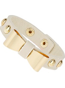 Bow Stud Cuff - predominant colour: white; occasions: casual, evening, work, occasion, holiday; style: cuff; size: small; material: fabric; trends: metallics; finish: metallic; embellishment: bow