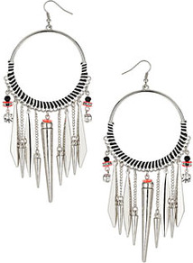 Mono Thread Drop Earrings - predominant colour: silver; occasions: casual, evening, work, holiday; style: drop; length: long; size: large/oversized; material: chain/metal; fastening: pierced; trends: metallics; finish: fluorescent; embellishment: chain/metal
