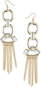 Mix Geo Shard Drop Earrings - predominant colour: gold; occasions: evening, occasion, holiday; style: drop; length: long; size: large/oversized; material: chain/metal; fastening: pierced; trends: metallics, modern geometrics; finish: metallic; embellishment: chain/metal