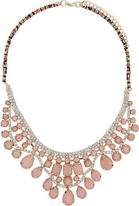 Rhinestone Flower Collar - predominant colour: blush; occasions: evening, occasion; style: standard; length: mid; size: large/oversized; material: chain/metal; trends: metallics; finish: metallic; embellishment: jewels