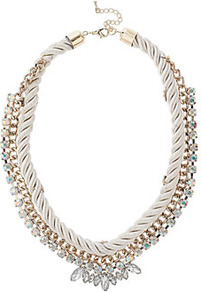 Rope And Rhinestone Collar - predominant colour: light grey; occasions: casual, evening, occasion; style: choker/collar; length: short; size: large/oversized; material: chain/metal; trends: metallics; finish: metallic; embellishment: crystals