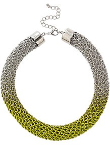 Ombre Metal Collar - predominant colour: silver; occasions: casual, evening, work, holiday; style: choker/collar; length: short; size: large/oversized; material: chain/metal; trends: fluorescent, metallics; finish: fluorescent; embellishment: chain/metal