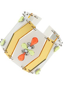 Neon Perspex Bracelet - predominant colour: white; occasions: casual, evening, work, occasion, holiday; style: cuff; size: large/oversized; material: plastic/rubber; trends: fluorescent, metallics; finish: fluorescent; embellishment: jewels
