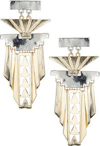 Geo Dangle Drop Earrings - predominant colour: gold; occasions: evening, occasion; style: drop; length: long; size: large/oversized; material: chain/metal; fastening: pierced; trends: metallics, modern geometrics; finish: metallic; embellishment: chain/metal