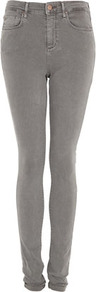 Tall Moto Grey Leigh Jeans - style: skinny leg; length: standard; pattern: plain; pocket detail: traditional 5 pocket; waist: mid/regular rise; predominant colour: light grey; occasions: casual; fibres: cotton - stretch; texture group: denim; pattern type: fabric
