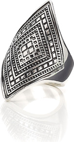 Prairie Ring - predominant colour: silver; occasions: casual, evening, work, holiday; style: cocktail; size: large/oversized; material: chain/metal; finish: metallic