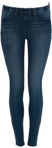 32in Dark Blue Diamante Stud Jeggings - length: standard; pattern: plain; style: jeggings; pocket detail: traditional 5 pocket; waist: mid/regular rise; predominant colour: navy; occasions: casual, evening; fibres: cotton - stretch; jeans detail: whiskering, shading down centre of thigh; texture group: denim; pattern type: fabric; embellishment: crystals