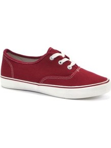 Deep Red Chunky Sole Lace Up Trainers - predominant colour: true red; occasions: casual, holiday; material: fabric; heel height: flat; toe: round toe; style: trainers; finish: plain; pattern: plain