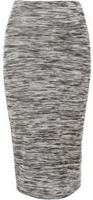Grey Space Dye Midi Tube Skirt - fit: tight; waist detail: elasticated waist; waist: high rise; predominant colour: charcoal; occasions: casual, evening; length: on the knee; fibres: polyester/polyamide - mix; style: tube; pattern type: fabric; pattern size: standard; pattern: patterned/print; texture group: jersey - stretchy/drapey