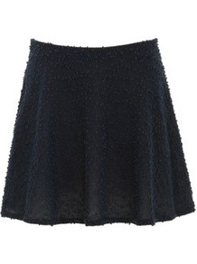Inspire Navy Boucle Skater Skirt - pattern: plain; fit: loose/voluminous; waist detail: elasticated waist; waist: high rise; predominant colour: navy; occasions: casual; length: just above the knee; style: a-line; fibres: polyester/polyamide - stretch; hip detail: soft pleats at hip/draping at hip/flared at hip; pattern type: fabric; pattern size: standard; texture group: woven light midweight