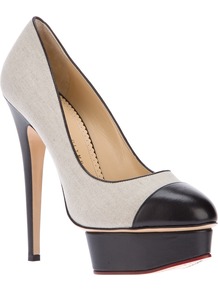 'Monacoco' Pump - predominant colour: stone; occasions: evening, occasion; material: fabric; heel height: high; heel: platform; toe: pointed toe; style: courts; finish: plain; pattern: plain