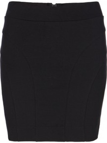 Neville Skirt - length: mid thigh; pattern: plain; fit: tight; waist: mid/regular rise; predominant colour: black; occasions: casual, evening, work; style: mini skirt; fibres: cotton - stretch; hip detail: sculpting darts/pleats/seams at hip; pattern type: fabric; texture group: jersey - stretchy/drapey