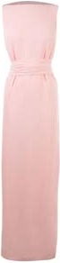 Tie Back Tulip Wrap Dress - neckline: slash/boat neckline; pattern: plain; sleeve style: sleeveless; style: maxi dress; back detail: low cut/open back; waist detail: belted waist/tie at waist/drawstring; predominant colour: blush; occasions: evening, occasion; length: floor length; fit: body skimming; fibres: silk - 100%; sleeve length: sleeveless; texture group: structured shiny - satin/tafetta/silk etc.; pattern type: fabric