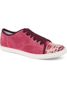Pattoe Shi Suede Low Top Trainers - predominant colour: pink; occasions: casual, holiday; material: suede; heel height: flat; toe: round toe; style: trainers; finish: plain; pattern: patterned/print