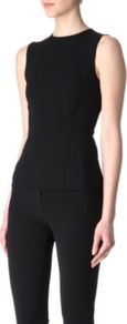 Stretch Crepe Top - pattern: plain; sleeve style: sleeveless; predominant colour: black; occasions: casual, evening, work; length: standard; style: top; fibres: nylon - mix; fit: tailored/fitted; neckline: crew; sleeve length: sleeveless; texture group: jersey - clingy; pattern type: fabric; pattern size: standard