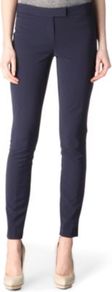 Leska Scuba Trousers - length: standard; pattern: plain; pocket detail: small back pockets; waist: mid/regular rise; predominant colour: navy; occasions: casual, work; hip detail: fitted at hip (bottoms); waist detail: narrow waistband; fit: slim leg; pattern type: fabric; pattern size: standard; texture group: jersey - stretchy/drapey; style: standard; fibres: nylon - stretch