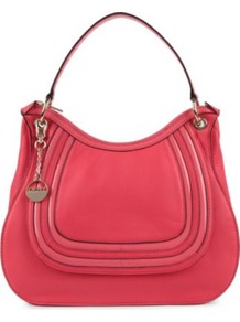Crosby Large Leather Hobo - predominant colour: hot pink; occasions: casual, work, occasion, holiday; type of pattern: light; style: shoulder; length: shoulder (tucks under arm); size: standard; material: leather; embellishment: tassels; pattern: plain; finish: plain
