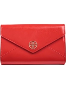 Robinson Envelope Clutch - predominant colour: true red; occasions: casual, occasion; type of pattern: standard; style: clutch; length: hand carry; size: small; material: leather; pattern: plain; finish: patent