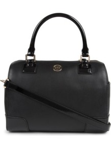 Robinson Middy Satchel - predominant colour: black; occasions: casual, work; type of pattern: standard; style: bowling; length: handle; size: standard; material: leather; pattern: plain; finish: plain