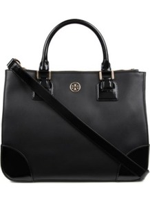 Robinson Double Zip Tote - predominant colour: black; occasions: casual, work; type of pattern: standard; style: tote; length: handle; size: standard; material: leather; pattern: plain; finish: plain